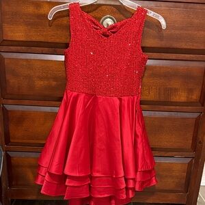 Girl’s Red Sleeveless Dress with Sequined details